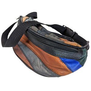 Vintage Leather Patchwork Belt Bag Fanny Pack Goblincore Fairygrunge Retro VTG